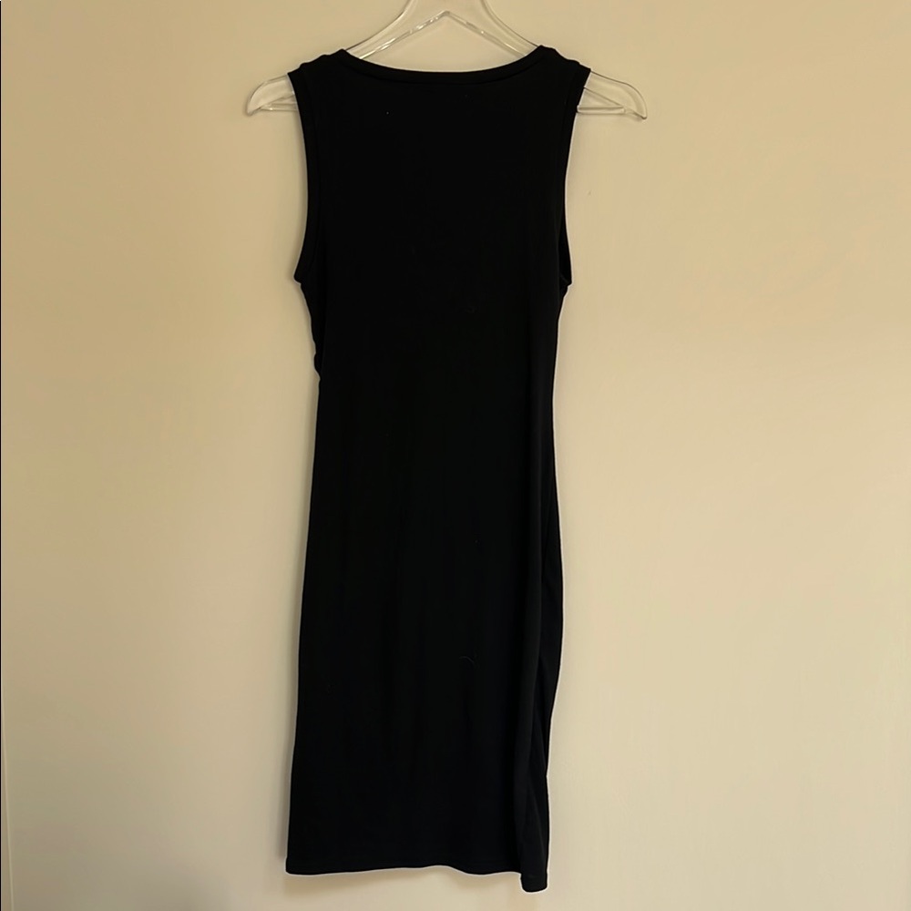 Leith Ruched Body-Con Sleeveless Sheath Dress Black S - Picture 3 of 5